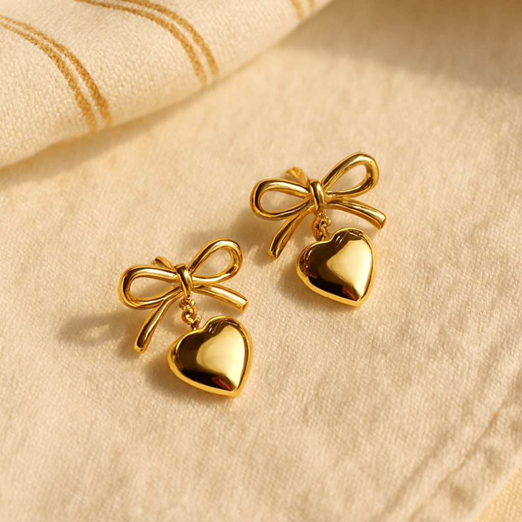 Bow Heart Earrings