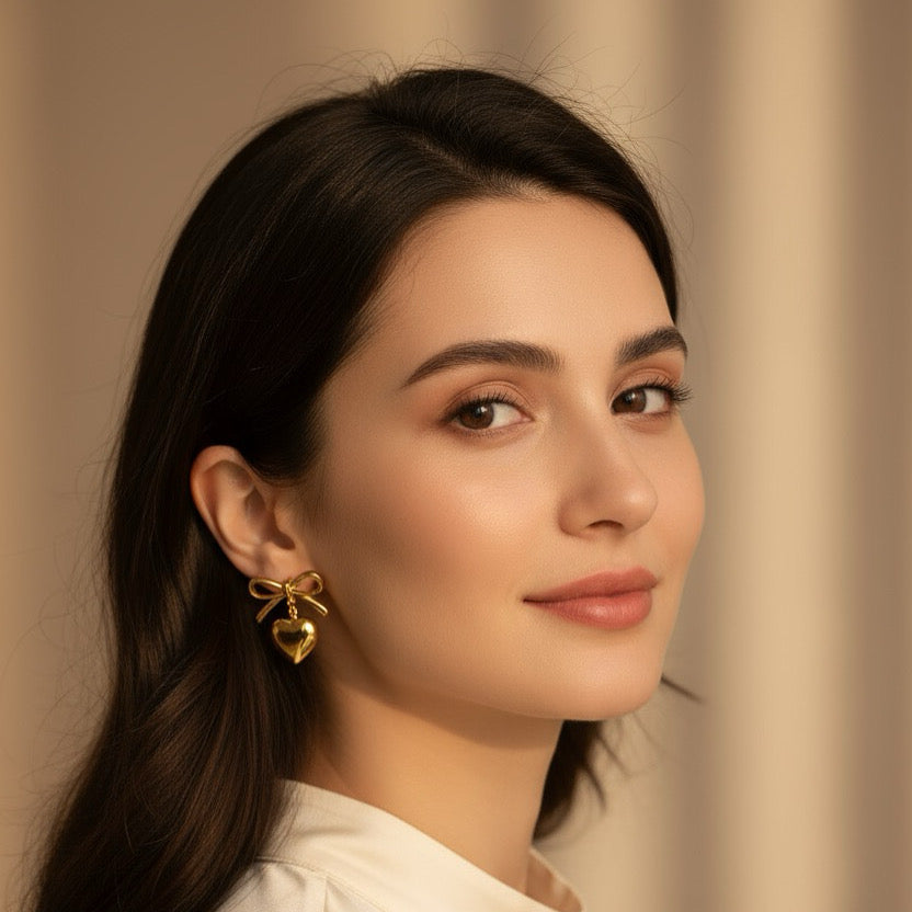 Bow Heart Earrings