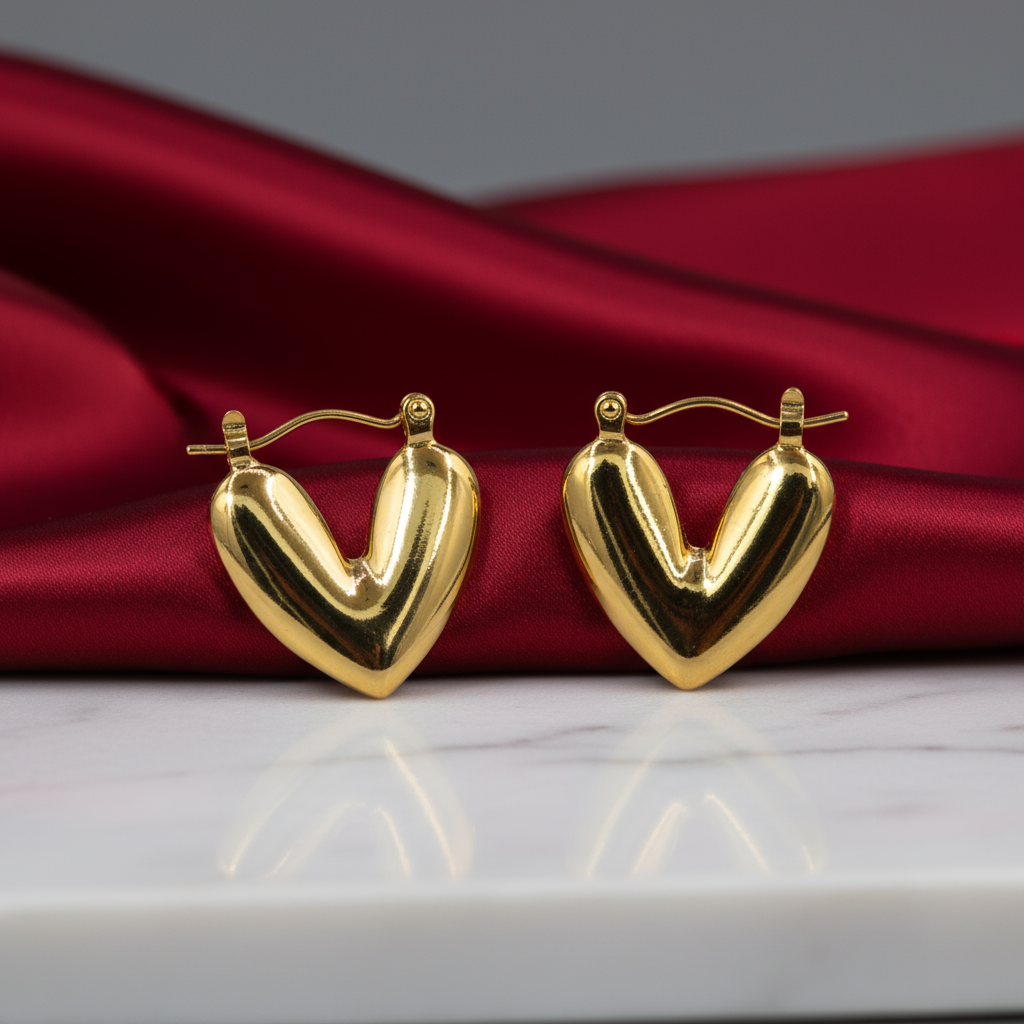 Dangling Heart Hoops