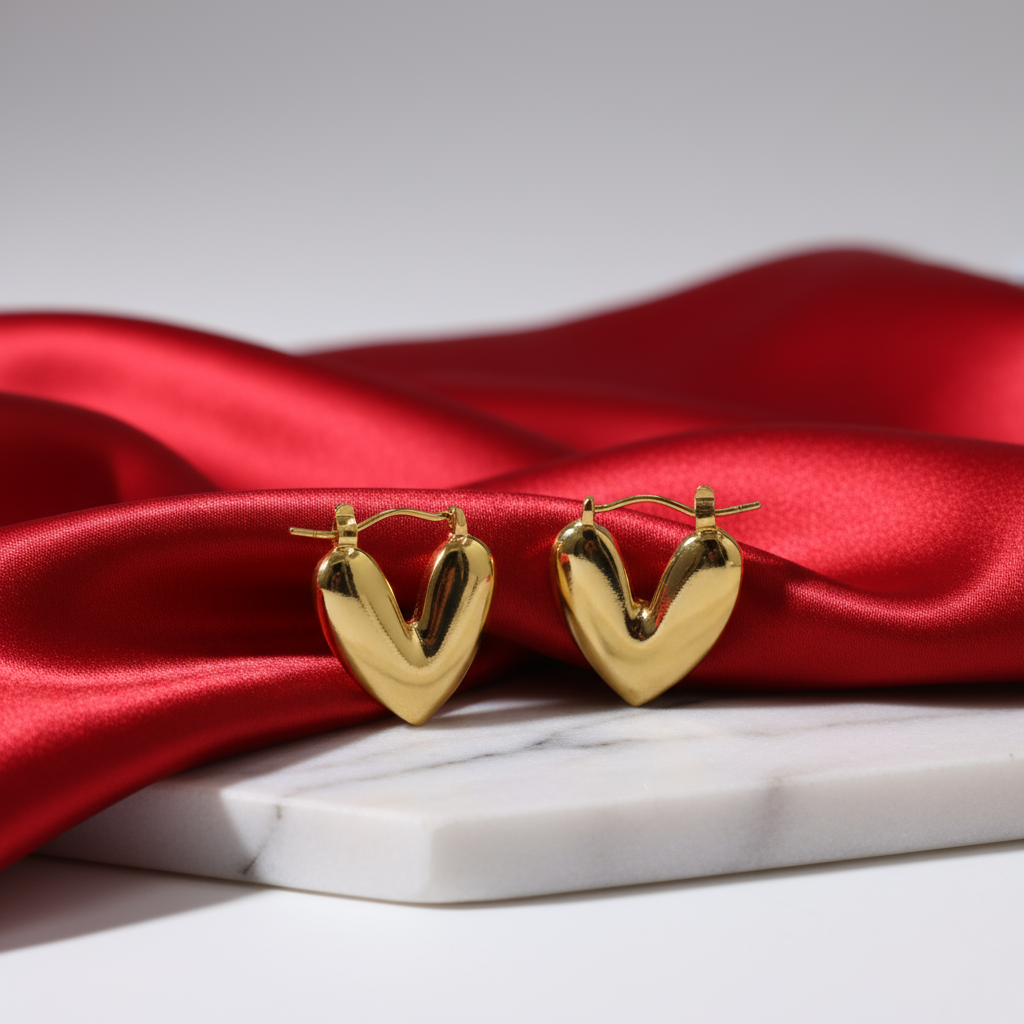 Dangling Heart Hoops