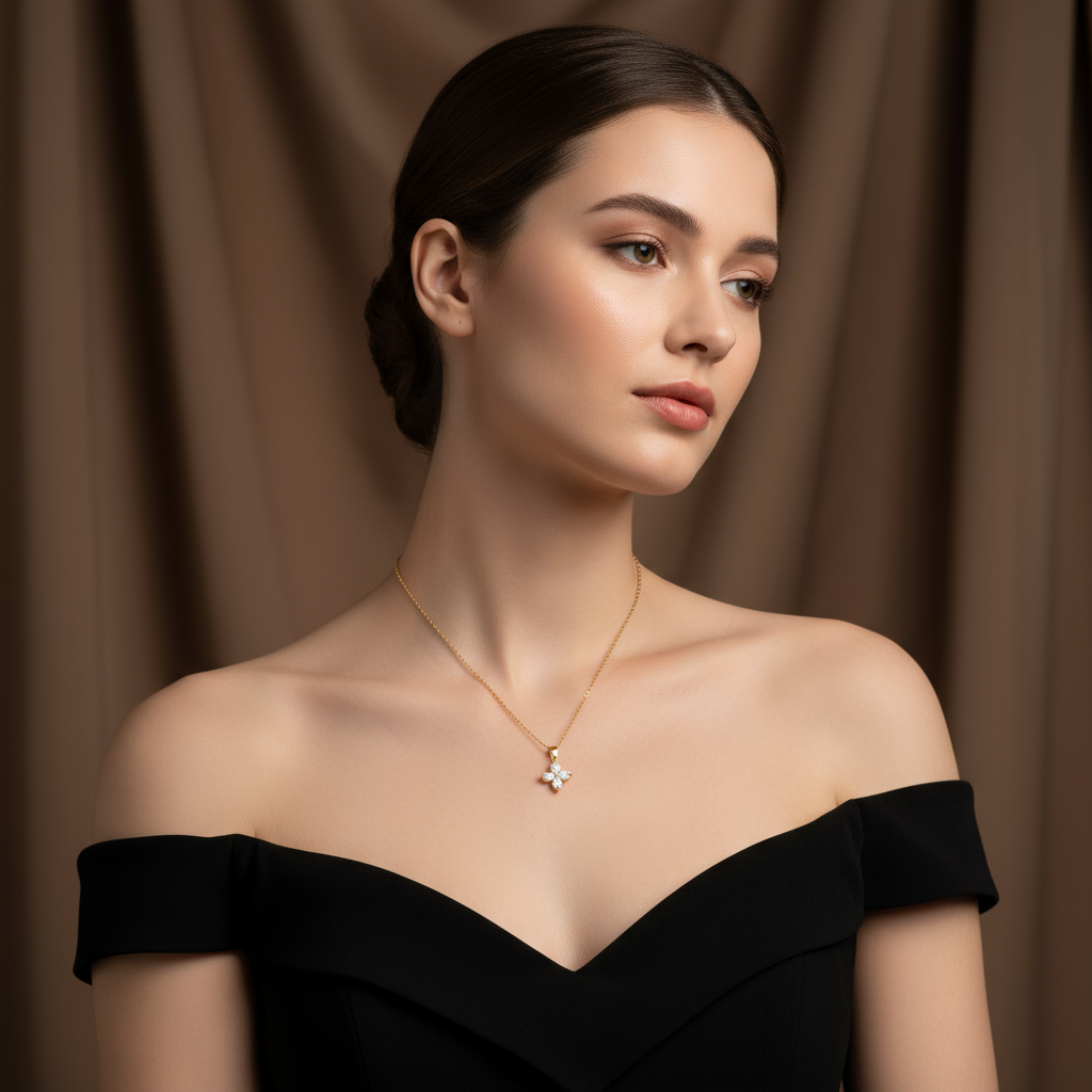 Four Petal Diamond Necklace