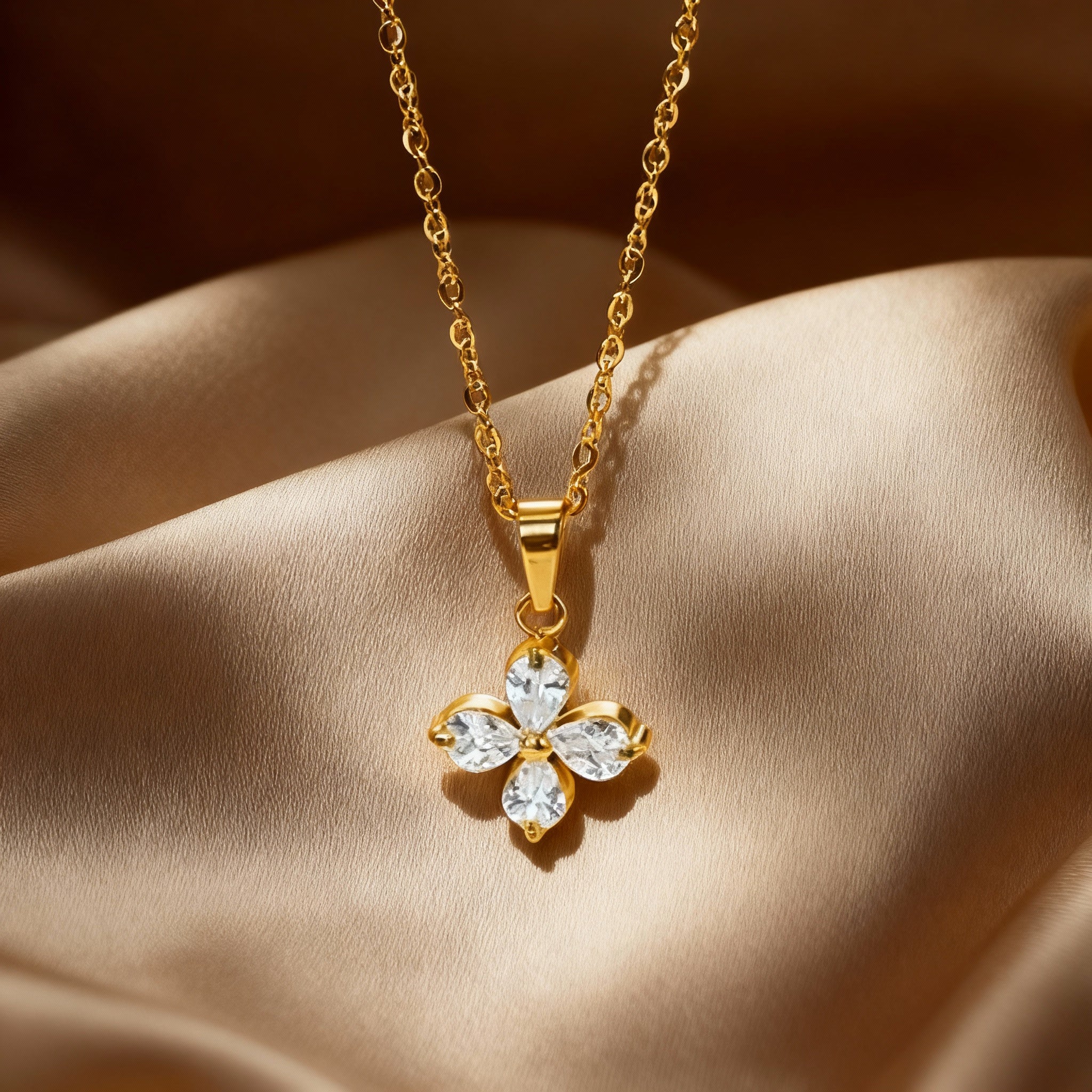 Four Petal Diamond Necklace