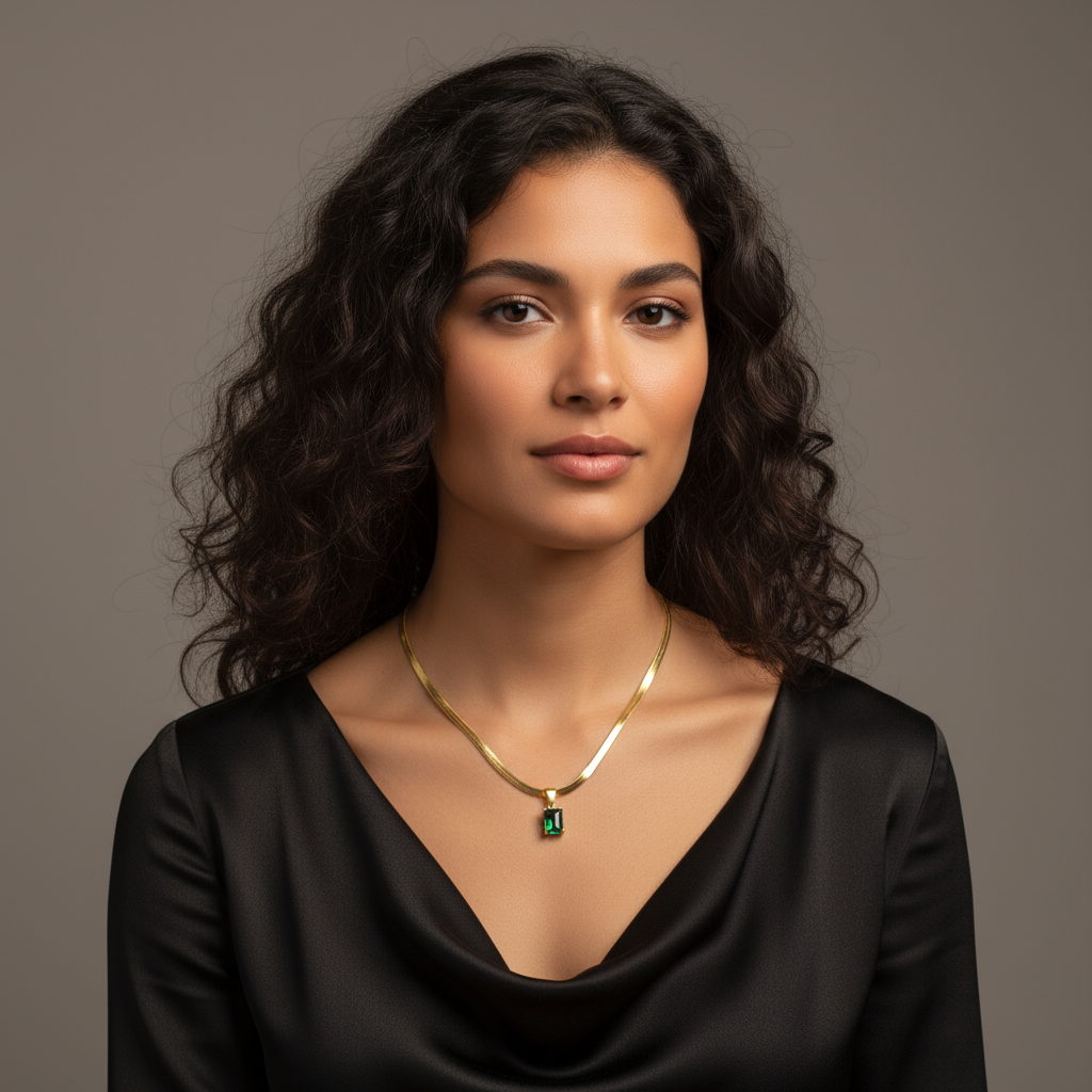 Green Accent Serpentine Chain Necklace