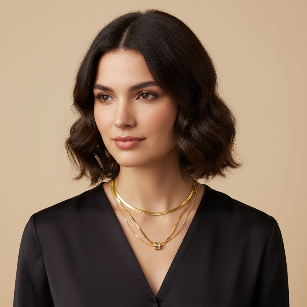 2 Layered Diamond Ring Necklace