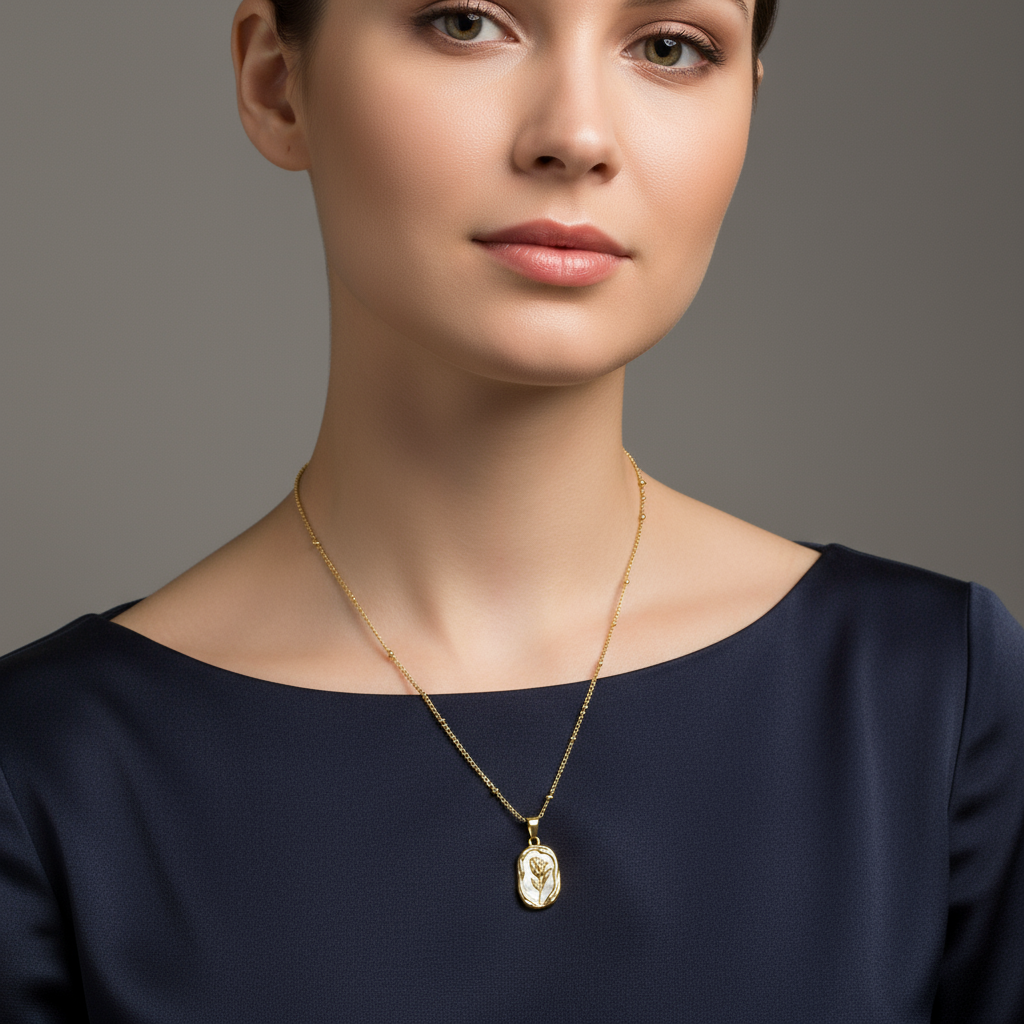 Embossed Rose Gold Accent Necklace