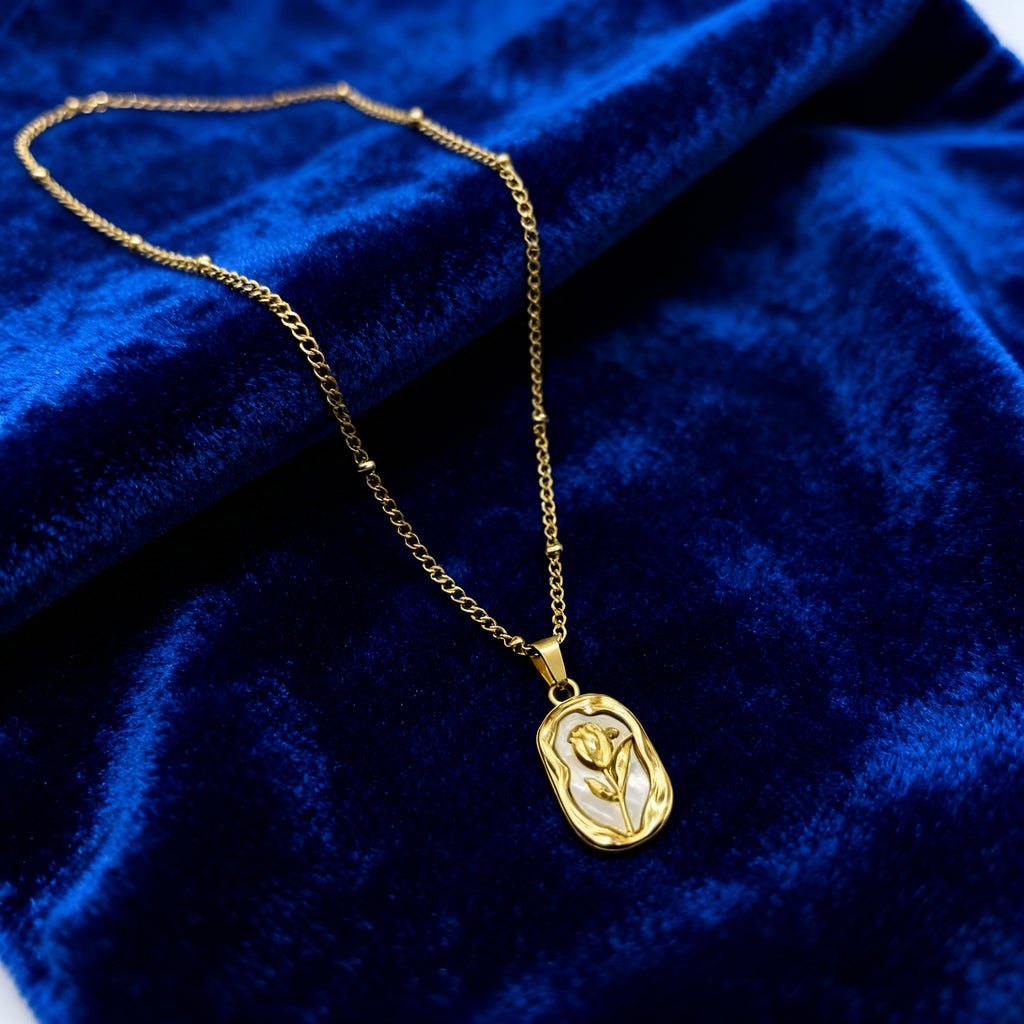 Embossed Rose Gold Accent Necklace