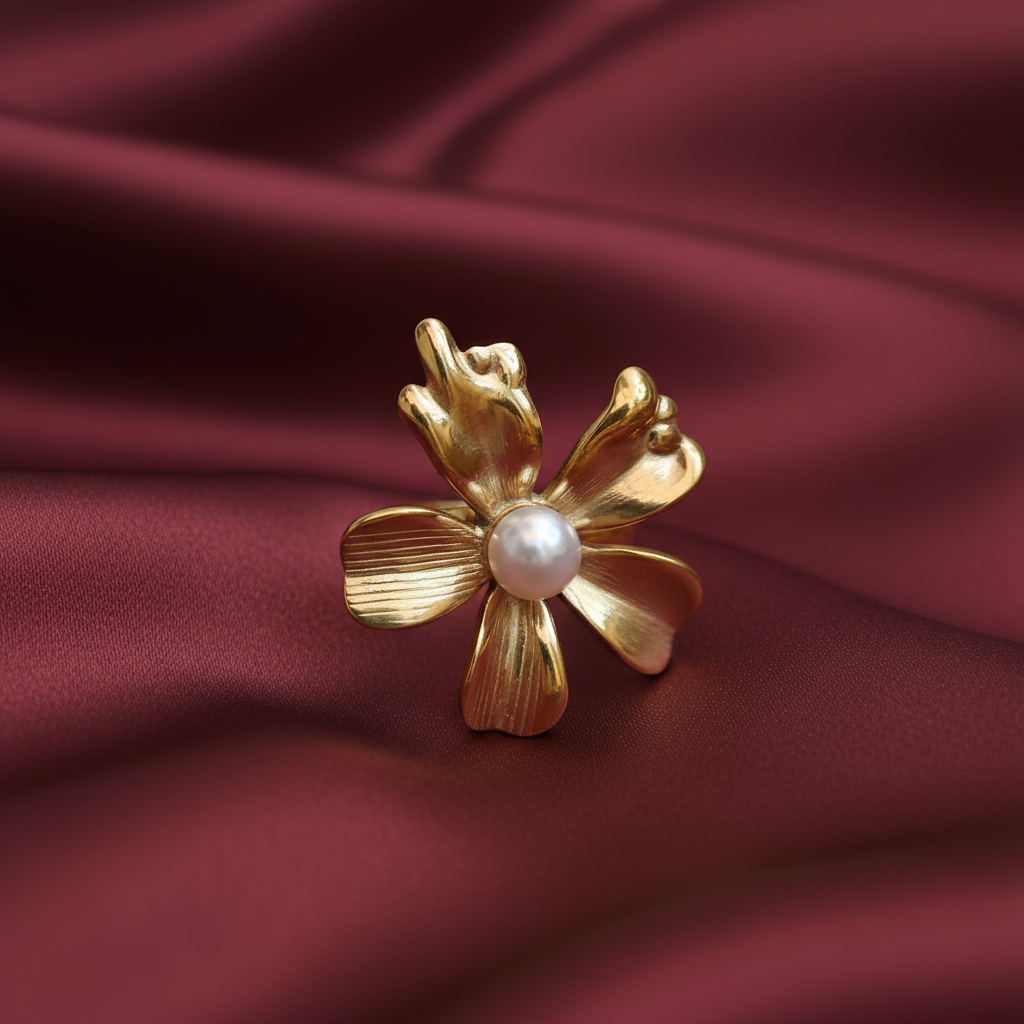 Asymmetric Pearl Accent Ring