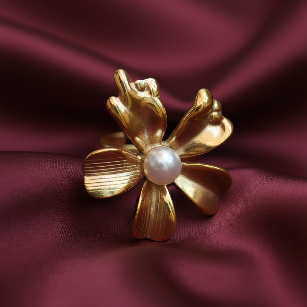 Asymmetric Pearl Accent Ring