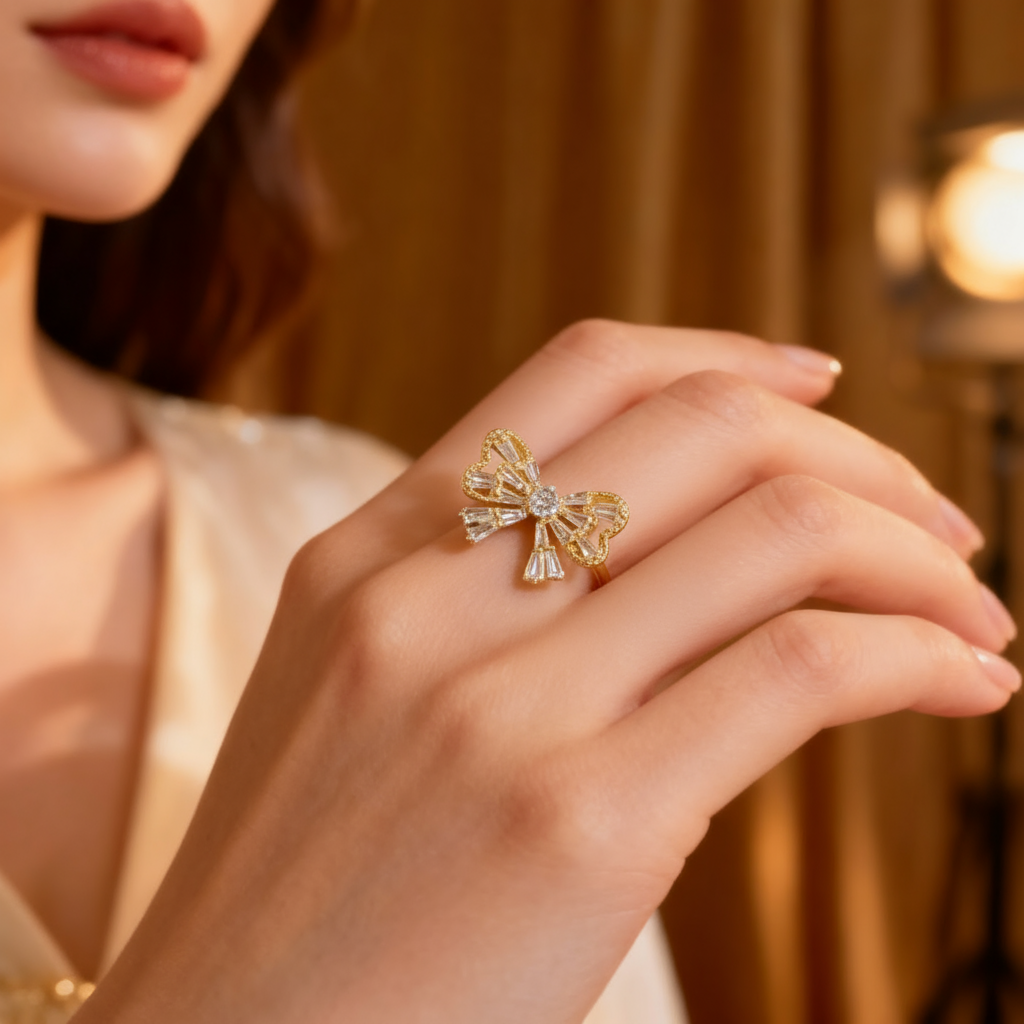 Bedazzled Bow Ring