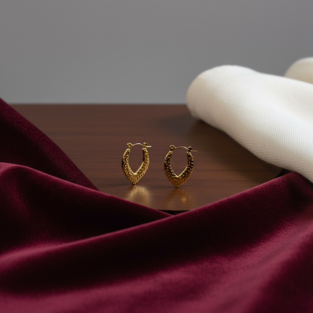 Textured Long Hoop Earrings