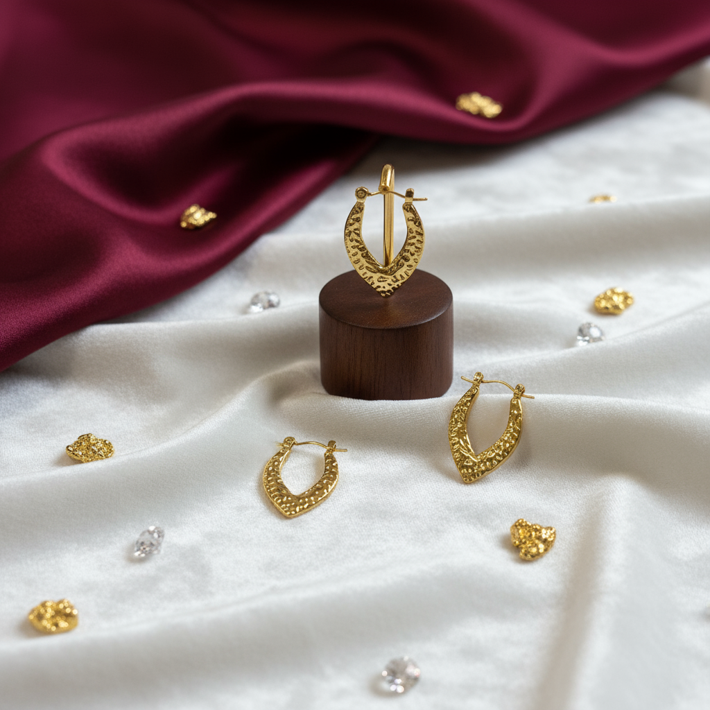 Textured Long Hoop Earrings