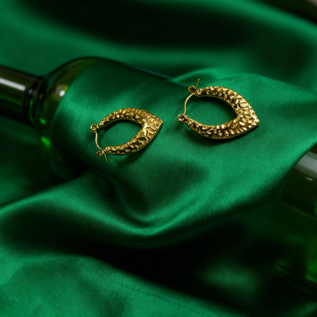 Textured Long Hoop Earrings